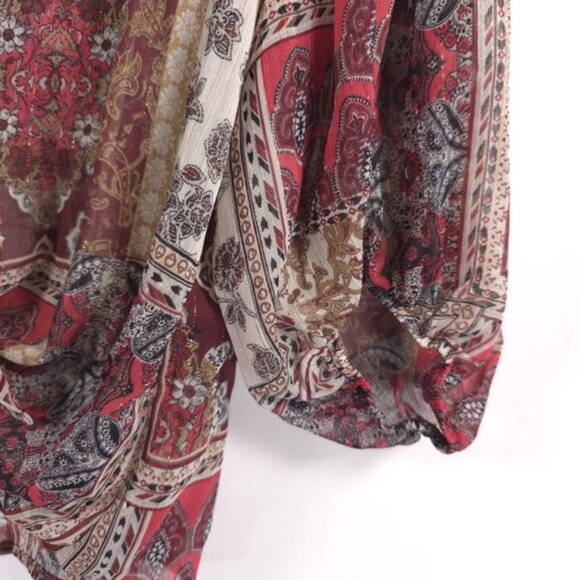 NWT HAVER‎ LONDON Chiffon Floral Button Down Shirt 2 Ways Untied Tied Size S/P - Picture 6 of 11